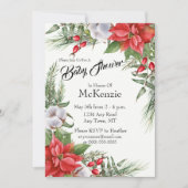 Rote und grüne Weihnachtsdusche Poinsettia Einladung (Vorderseite)