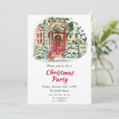 Rote und grüne Weihnachtseinladung Einladung (Stehend Vorderseite)