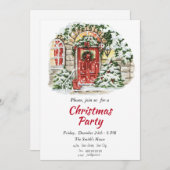Rote und grüne Weihnachtseinladung Einladung (Vorne/Hinten)