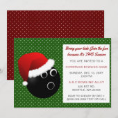 Rote und grüne Weihnachtseinladungen Bowling Einladung (Vorne/Hinten)