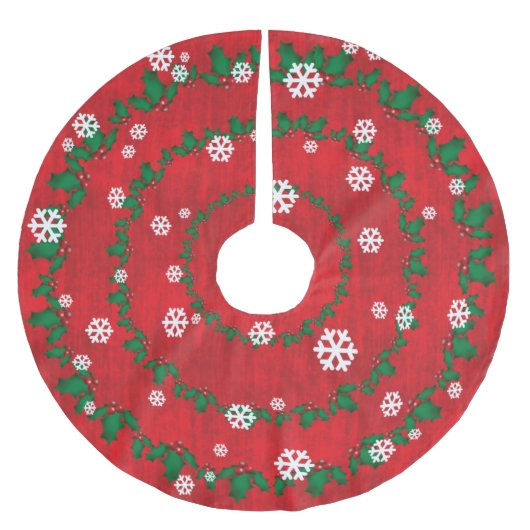 Rote und grüne Weihnachtsfeier Polyester Weihnachtsbaumdecke (Vorderseite)