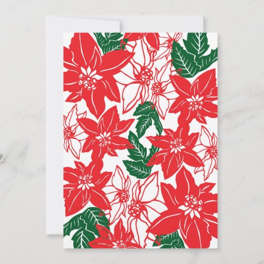 Rote und grüne Weihnachtsfeiertage Poinsettias Einladung (Rückseite)