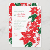 Rote und grüne Weihnachtsfeiertage Poinsettias Einladung (Vorne/Hinten)