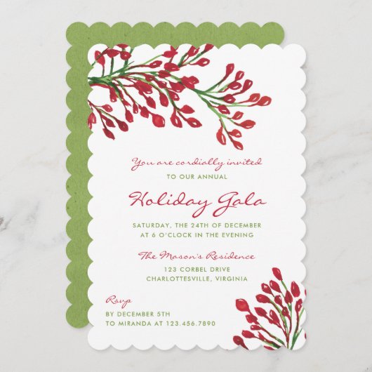 Rote und grüne Weihnachtsfilme Einladung (Vorne/Hinten)