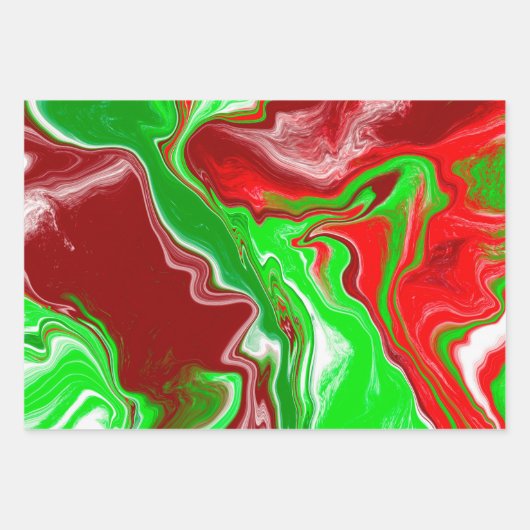 Rote und grüne Weihnachtsfische Wirbel Marmor Geschenkpapier Set (Vorderseite 3)