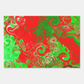 Rote und grüne Weihnachtsfische Wirbel Marmor Geschenkpapier Set (Vorderseite 2)