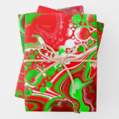 Rote und grüne Weihnachtsfische Wirbel Marmor Geschenkpapier Set (Beispiel)