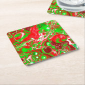 Rote und grüne Weihnachtsfische - Wirbel Rechteckiger Pappuntersetzer (angewinkelt)