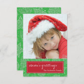Rote und grüne Weihnachtsfotokarte Einladung (Vorne/Hinten)