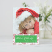 Rote und grüne Weihnachtsfotokarte Einladung (Stehend Vorderseite)