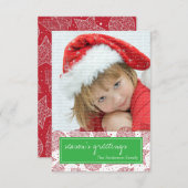 Rote und grüne Weihnachtsfotokarte Einladung (Vorne/Hinten)
