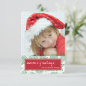 Rote und grüne Weihnachtsfotokarte Einladung (Stehend Vorderseite)