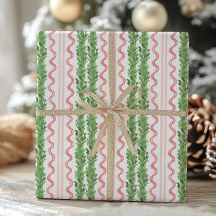 Rote und grüne Weihnachtsgärten Geschenkpapier