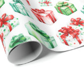 Rote und grüne Weihnachtsgeschenke Geschenkpapier (Rolleneckpunkt)