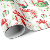 Rote und grüne Weihnachtsgeschenke Geschenkpapier (Rolleneckpunkt)