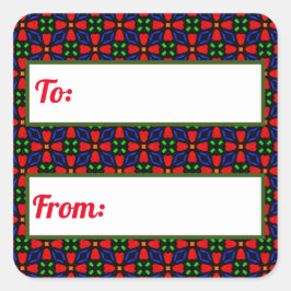 Rote und grüne Weihnachtsgeschenke Quadratischer Aufkleber