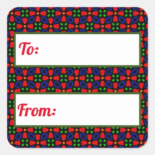Rote und grüne Weihnachtsgeschenke Quadratischer Aufkleber (Vorderseite)