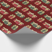 Rote und grüne Weihnachtsgeschenke Rotes Wrapping  Geschenkpapier (Ecke)