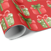 Rote und grüne Weihnachtsgeschenke Rotes Wrapping  Geschenkpapier (Rolleneckpunkt)