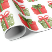 Rote und grüne Weihnachtsgeschenke Weißbuch Geschenkpapier (Rolleneckpunkt)