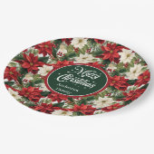 Rote und grüne Weihnachtsgirlande Chic Papierplatt Pappteller (Schrägansicht)
