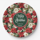 Rote und grüne Weihnachtsgirlande Chic Papierplatt Pappteller (Vorderseite)
