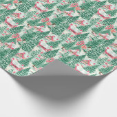 Rote und grüne Weihnachtshäuser Geschenkpapier (Ecke)