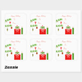 Rote und grüne Weihnachtskleber Quadratischer Aufkleber (Blatt)