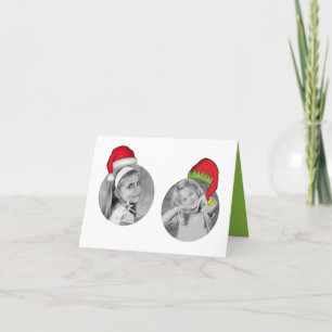 Rote und grüne Weihnachtsmannmütze FotoCollage Wei Feiertagskarte
