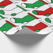 Rote und grüne Weihnachtsmuster für Strümpfe Geschenkpapier (Ecke)