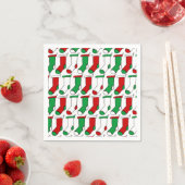 Rote und grüne Weihnachtsmuster für Strümpfe Serviette (Beispiel)