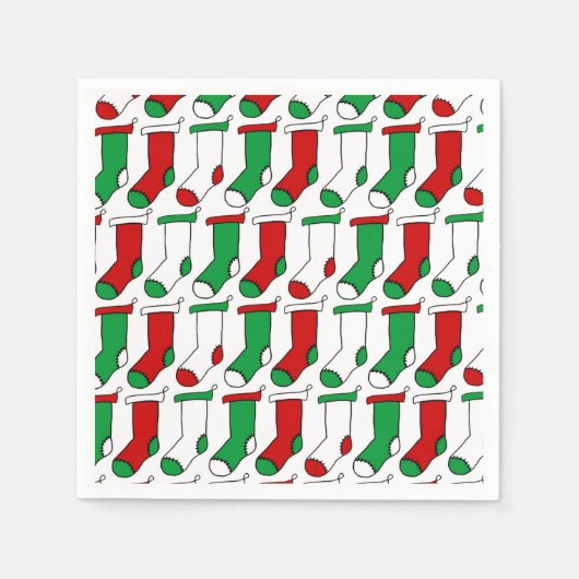 Rote und grüne Weihnachtsmuster für Strümpfe Serviette (Vorderseite)