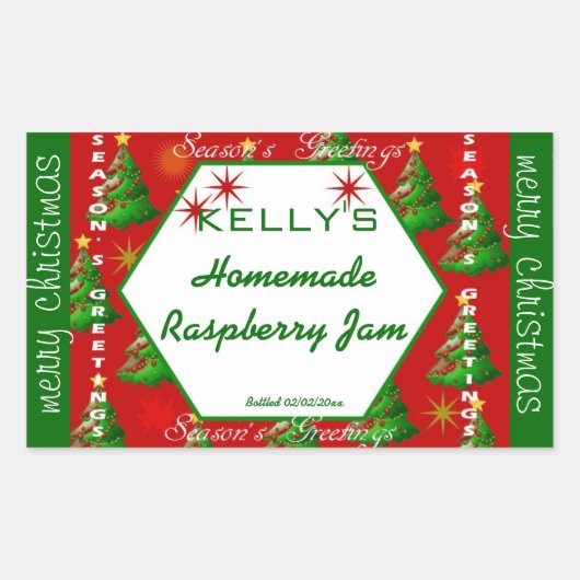 Rote und grüne Weihnachtsnachtsmarke Rechteckiger Aufkleber (Vorderseite)