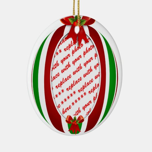 Rote und grüne Weihnachtsschmuck-Foto Keramik Ornament (Rechts)