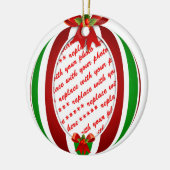 Rote und grüne Weihnachtsschmuck-Foto Keramik Ornament (Links)