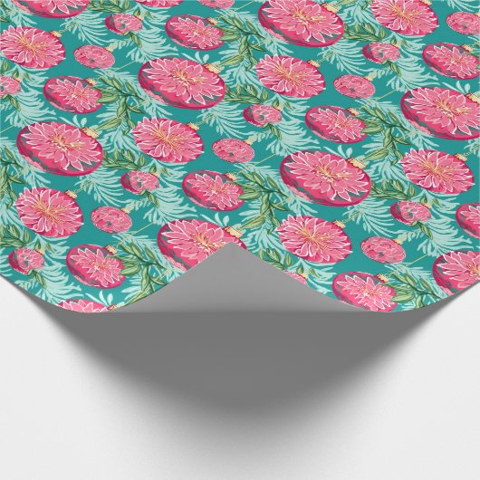 Rote und grüne Weihnachtsschmuck Geschenkpapier (Ecke)