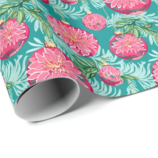 Rote und grüne Weihnachtsschmuck Geschenkpapier (Rolleneckpunkt)