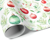 Rote und grüne Weihnachtsschmuck Geschenkpapier (Rolleneckpunkt)