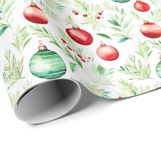 Rote und grüne Weihnachtsschmuck Geschenkpapier (Rolleneckpunkt)