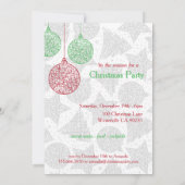 Rote und grüne Weihnachtsschmuck Party Einladung (Rückseite)