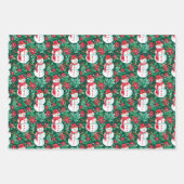 Rote und grüne Weihnachtsschmuck & Snowmen Geschenkpapier Set (Vorderseite 3)