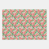 Rote und grüne Weihnachtsschmuck & Snowmen Geschenkpapier Set (Vorderseite 2)