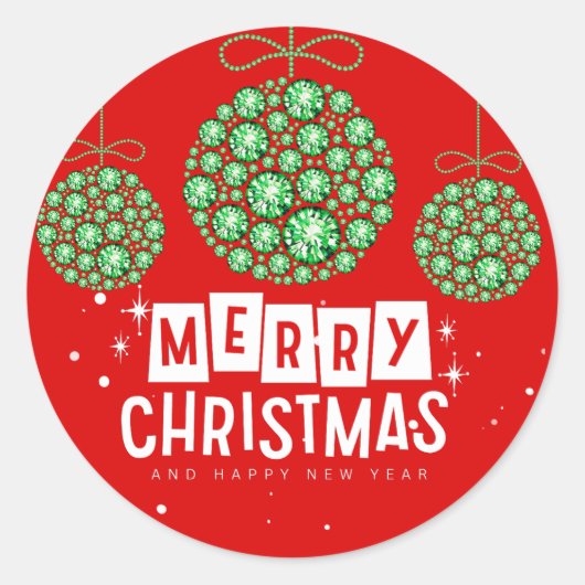 Rote und grüne Weihnachtsschmucksticker Runder Aufkleber (Vorderseite)
