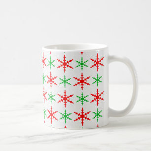 Rote und grüne Weihnachtsschneeflocken Kaffeetasse