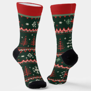 Rote und grüne Weihnachtssocken mit Namen Socken