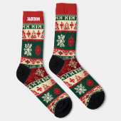 Rote und grüne Weihnachtssocken mit Namen Socken (Rechts)