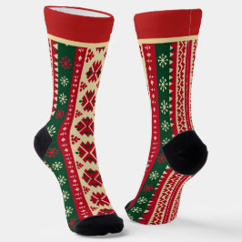 Rote und grüne Weihnachtssocken mit Namen Socken