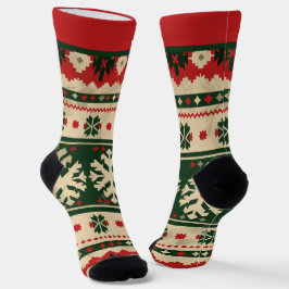 Rote und grüne Weihnachtssocken mit Namen Socken