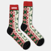 Rote und grüne Weihnachtssocken mit Namen Socken (Rechts)