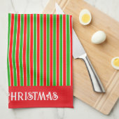 Rote und grüne Weihnachtsstreifen Geschirrtuch (Viertel Falte)